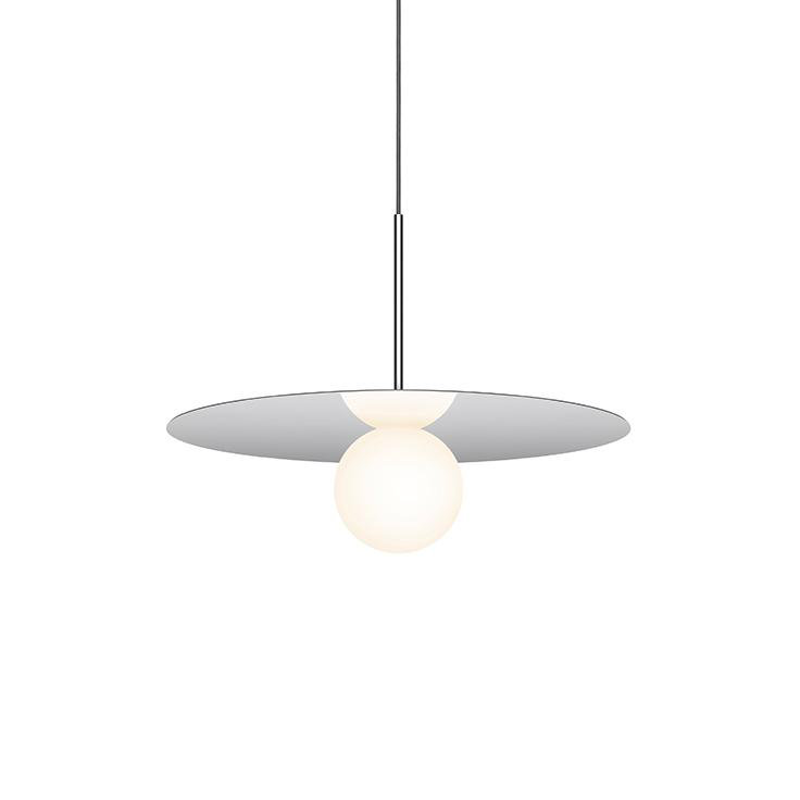 Luminaire suspendu à disque Bola, Chrome, H 13 po x l 12 po x P 12 po