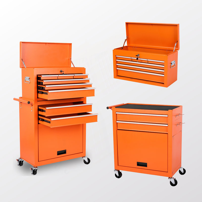 Coffre à outils, armoire de rangement à outils à 8 tiroirs avec coffre à outils amovible 2 en 1