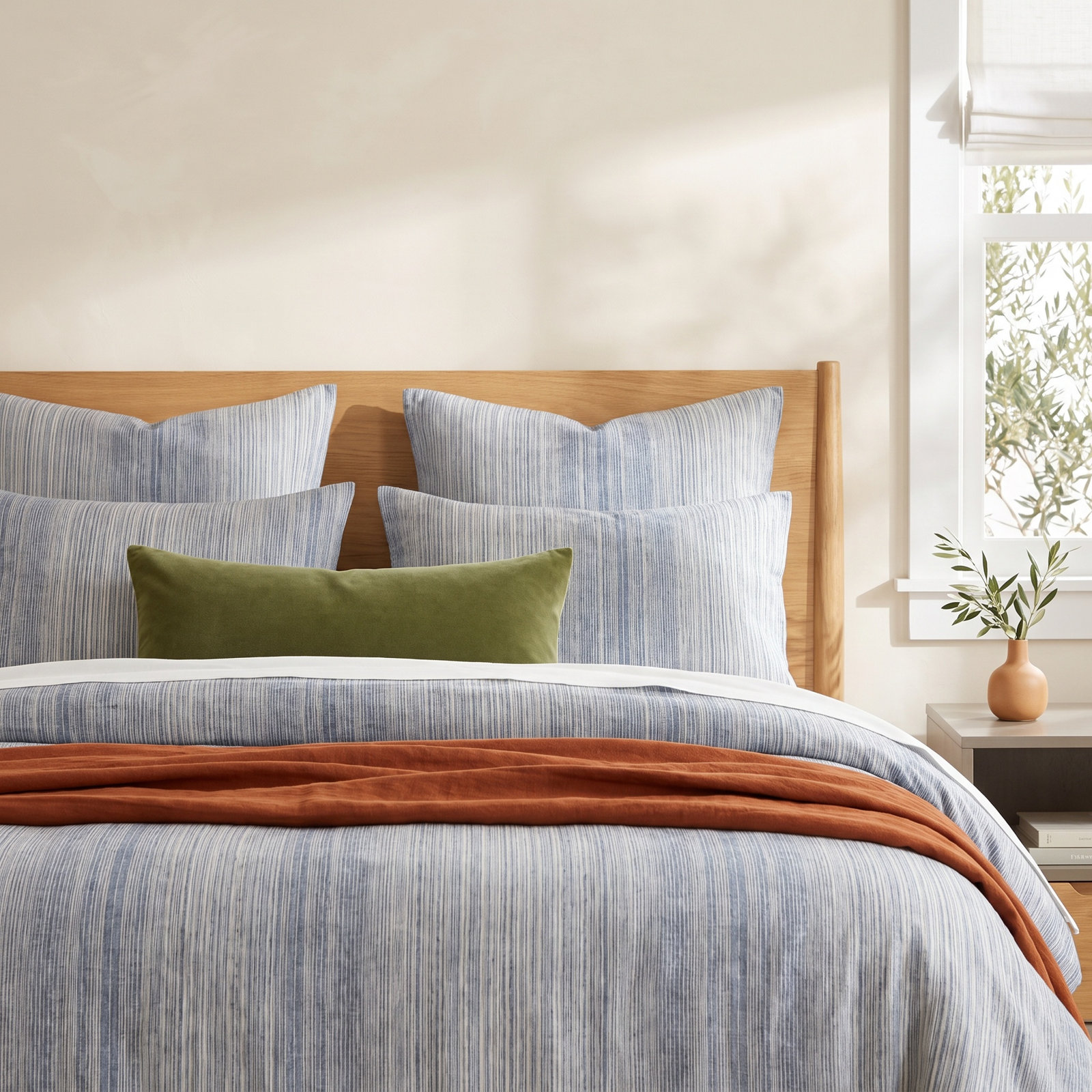 Sterling Stripe Linen Duvet Cover Set, Full/Queen Duvet Cover