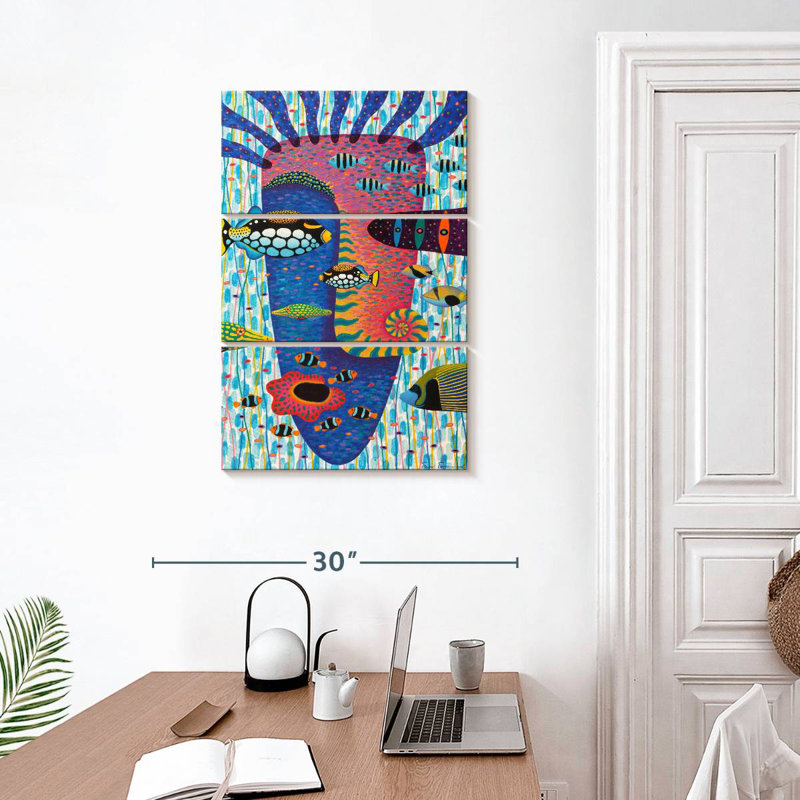 Abstract Fish Face, 32" H x 20" W