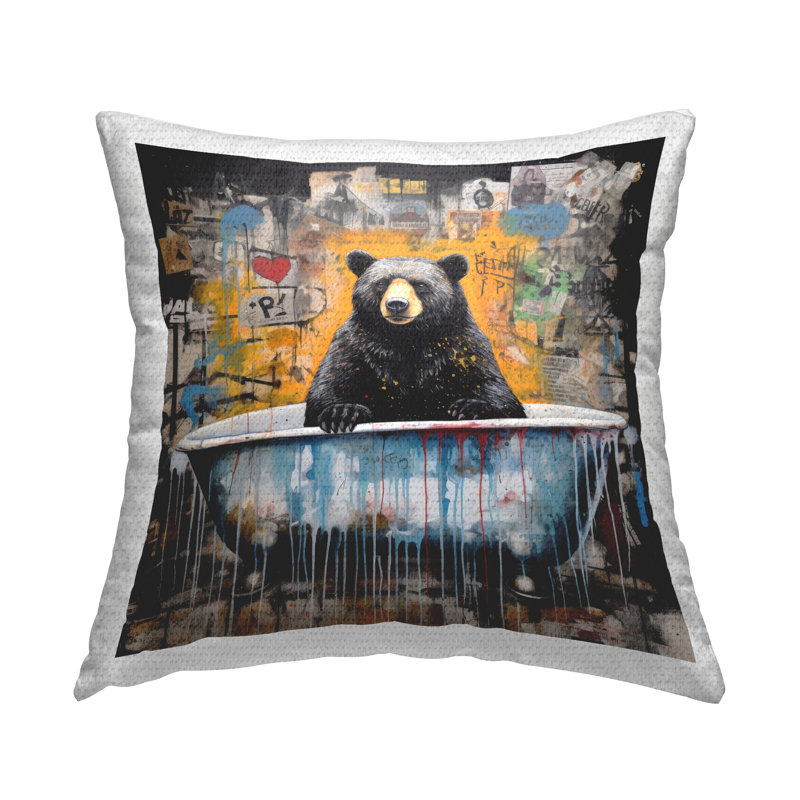 Coussin extérieur Graffiti Bathing Bear