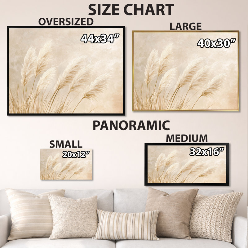 «Soft Pampas Breeze I», art mural tribal beige, H 24 po x l 32 po, Toile tendue