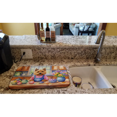 Decorating Easter Norwich Terrier Dish Drying Mat