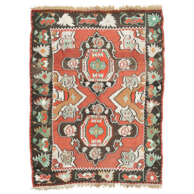 Hand Knotted Wool Area Rug in Multi