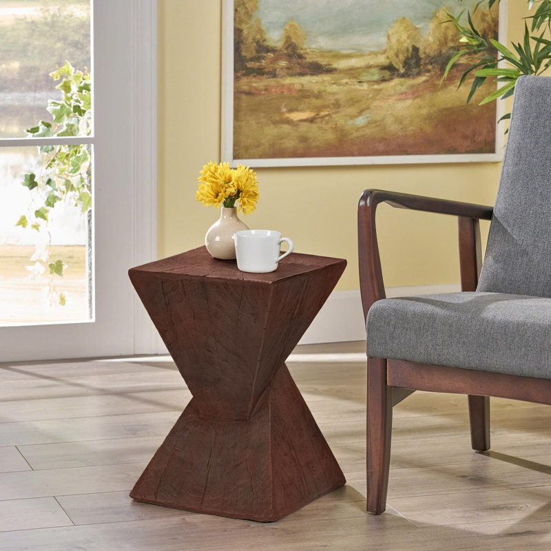 Hurley Concrete Top End Table, Dark Brown