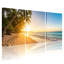 Palmiers, coucher de soleil, plage, palmiers, océan, vagues, sable, ciel, ensemble de 3 impressions sur toile-429736885