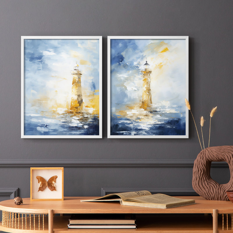 Série NAUTICAL - Impression encadrée de qualité supérieure - prêt à accrocher - aucun clou requis, H 15 po x l 24 po, Blanc