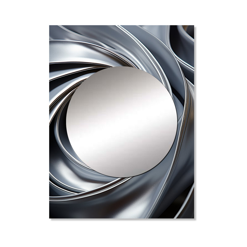 Raffo gris en spirale abstraction - grand miroir abstrait en spirale, décor de miroir mural unique et moderne, impression d'art en métal
