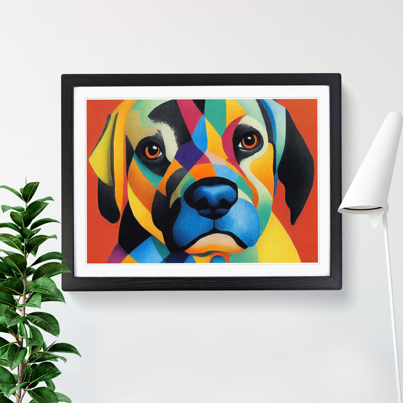 Abstract Dog Portrait Vol.1 - Framed Print, 25cm H x 34cm W x 2cm D, Black