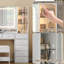 Dressing Table With 12 Drawers And 2 Large Storage Cabinets, Adjustable Glass Shelf, Glass Top, Mirror, Power Outlet, Stool Included-71391197