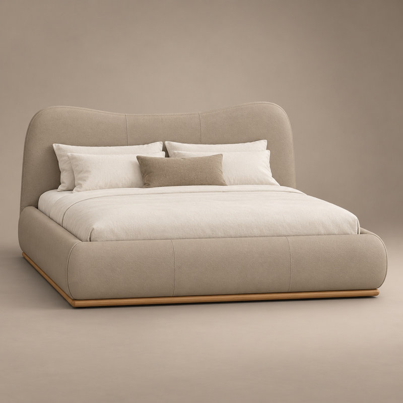 Karino Heirloom Quality Bed in Buttery Soft 100% Top Grain Leather, Made to Order, Boca Cashmere