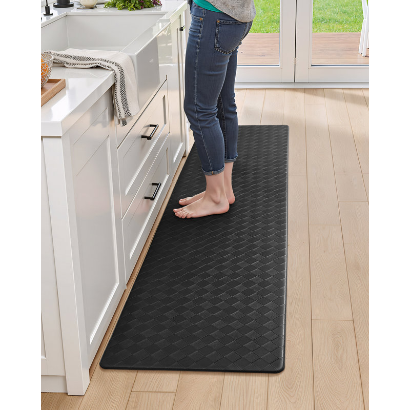 Tapis de cuisine antidérapant Devarian, Noir, Tapis de couloir 1 pi 4 po x 5 pi 9 po