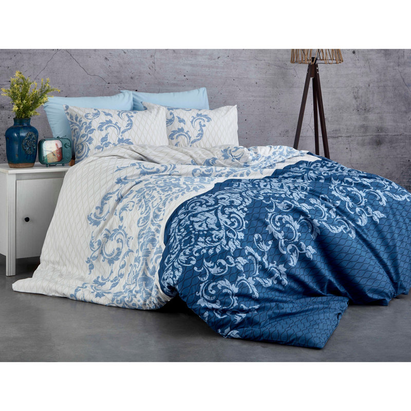 Brianne Floral Duvet Cover Set with Pillowcases Included, Grey, Emperor Duvet Cover + 2 Pillowcases (80 x 80cm)