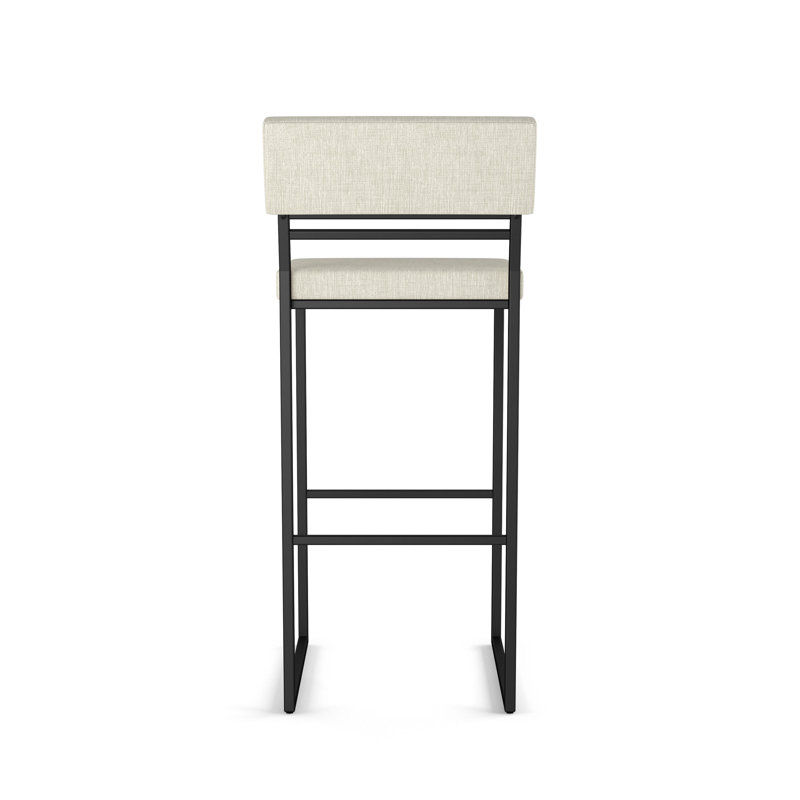Tabouret de bar et de comptoir Abshir, Tabouret de comptoir (siège d'une hauteur de 26,7, Vinyle-Beige, Noir