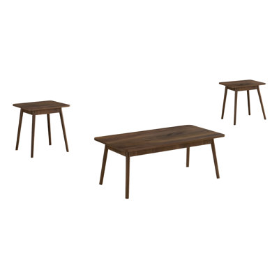 Table Set, 3pcs Set, Coffee, End, Side, Accent, Living Room, Walnut Laminate, Mid Century, Modern