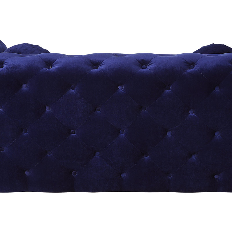 Causeuse en velours bleu Atronia