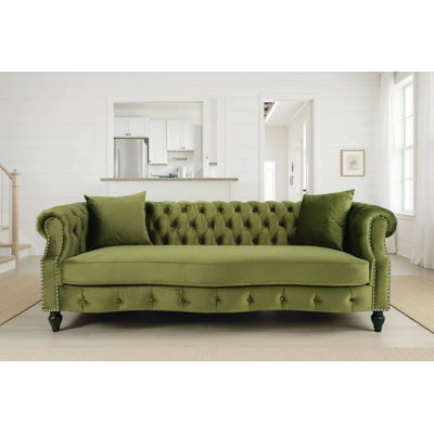 Mitchellville 3 Seater Velvet Scroll Arms Sofa