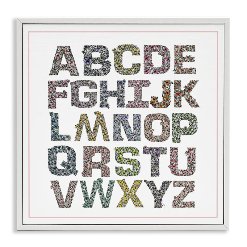Giclée encadrée alphabet détaillée, par Jennifer Stith, H 24 po x l 24 po, Estampe numérique encadrée blanc bord de mer