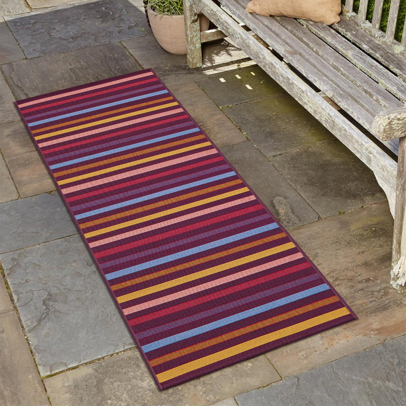 Grierson Striped Indoor / Outdoor Rug, Runner 2' x 8'