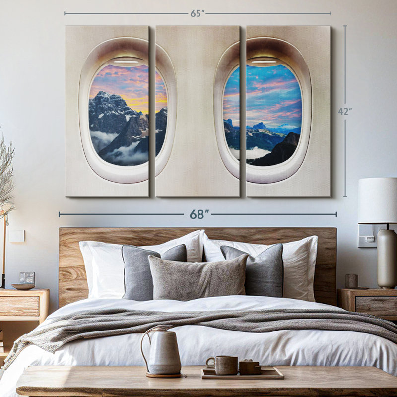 «Impression sur toile de fenêtres de l'avion de Transcacental» sur véhicule, H 42 po x l 65 po x P 1,25 po