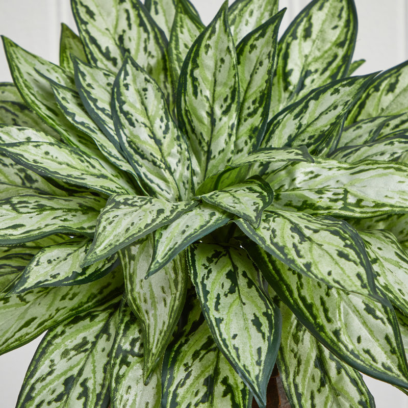 14'' Faux Foliage Plant in Wood Decorative Vase