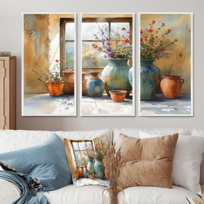 «Farm Pottery Earthy Treasures I - Boho Pottery», ensemble de reproduction d'art mural