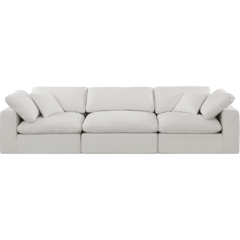Hisamuddin 119" Linen Modular Sofa, Cream Linen Textured Fabric