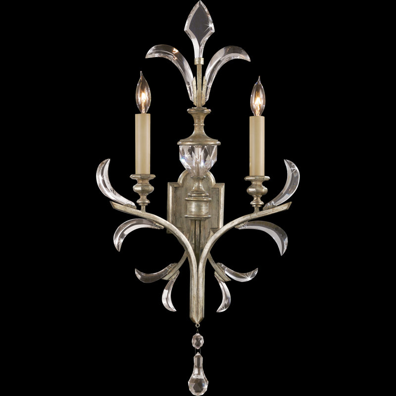 Beveled Arcs Candle Wall Light, Silver