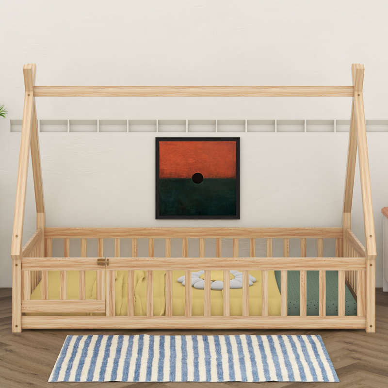 Aggappora Slat Bed, Natural, Twin 1