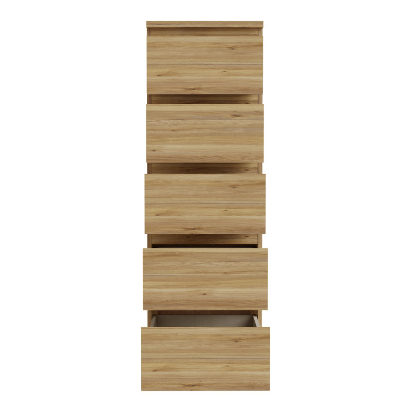 Edmore 5 Drawer Tall Narrow Chest, Brown