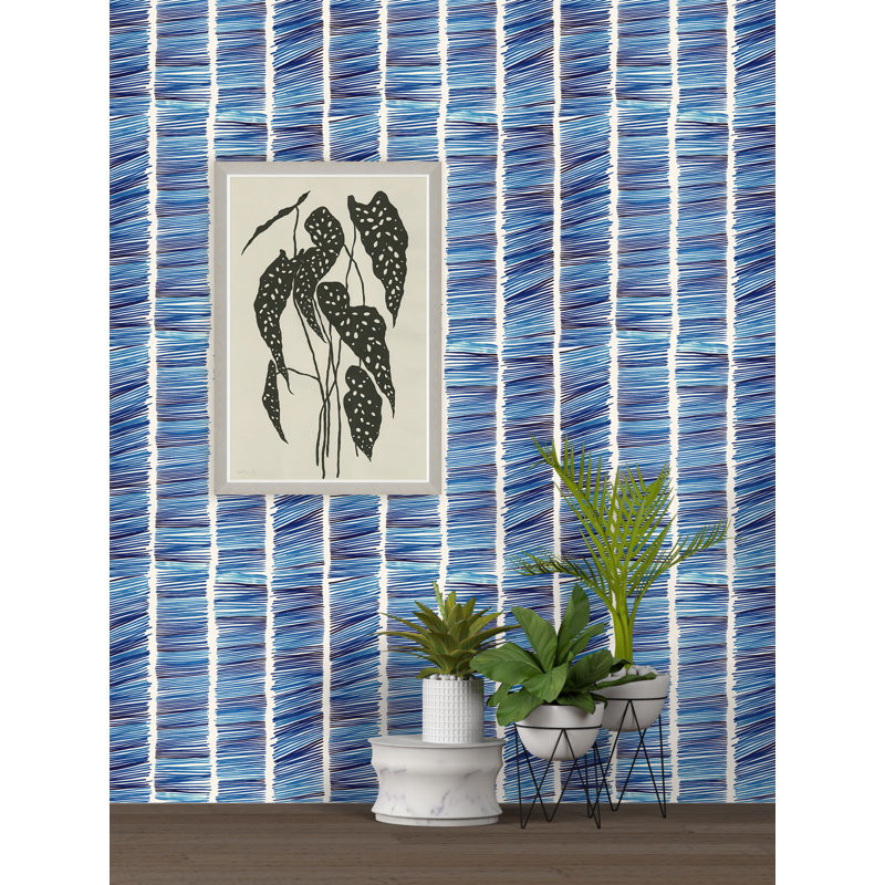 Susan Hable Abstract Wallpaper by Susan Hable, Blue/Cream