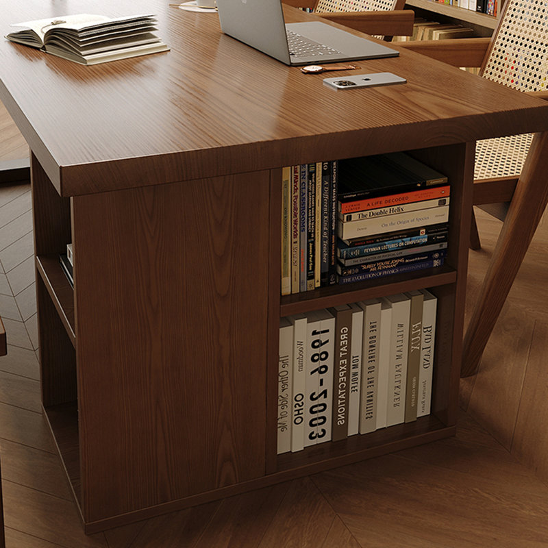 Bureau rectangulaire en bois massif noyer clair, H 29,53 po x l 70,87 po x P 31,5 po
