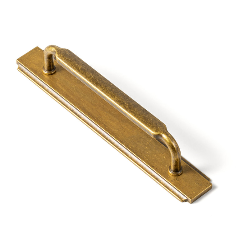 Poignée barre délicate avec plaque arrière (G020), 5", Laiton antique