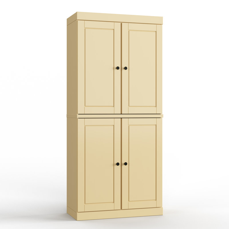 Armoire pour salle de bain autoportante 100% bois massif avec portes, 2 tiroirs et tablettes réglables l 32 po x H 71,5 po - Rangement modulaire