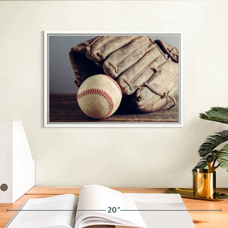 Souvenirs de baseball, Cadre flottant blanc, 13 po x 9 po