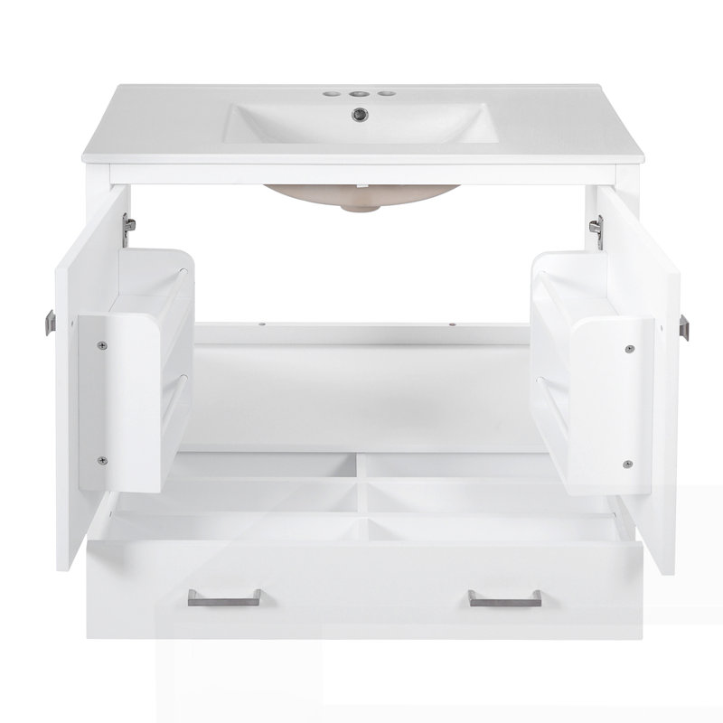 Meuble-lavabo 36 po avec lavabo en céramique, Blanc