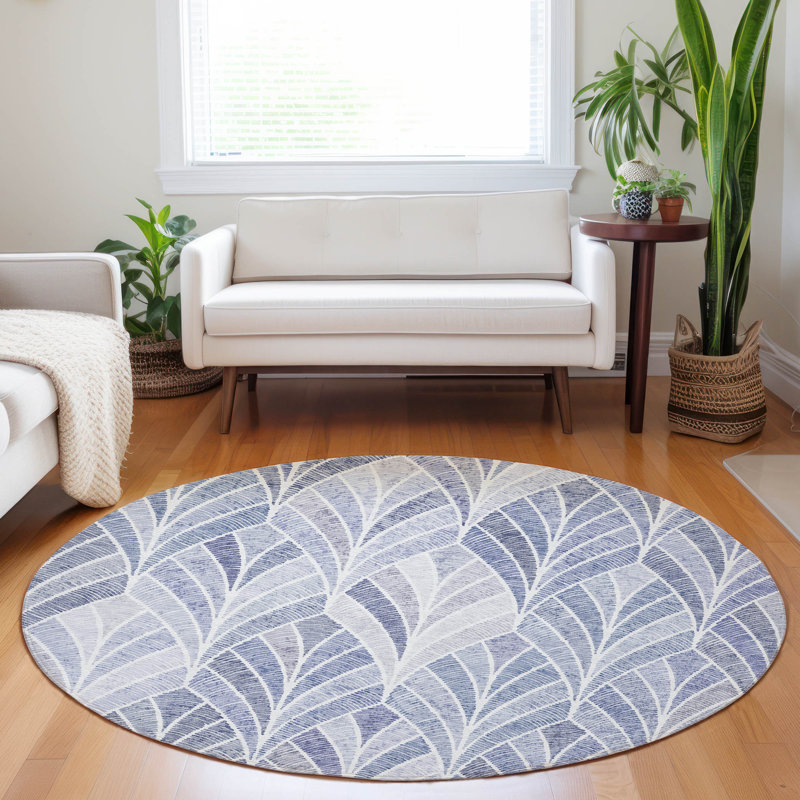 Tapis rond lavable à la machine intérieur / extérieur ACN851 8 pi x 8 pi Malchow, Round 8'
