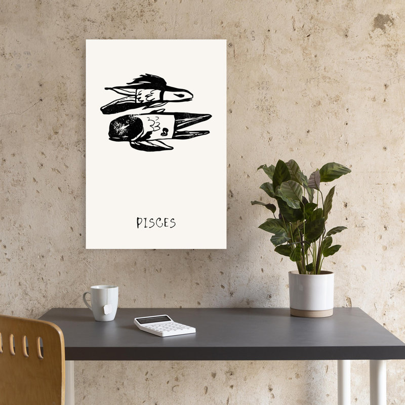 Poissons, zodiaque, poisson, minimaliste, mystique, poisson contemporain, art mural, 18" H x 12" W