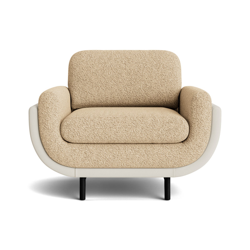 Regatta Chair, Berber - Dune/Greenwich Performance Leather- Cream, Black