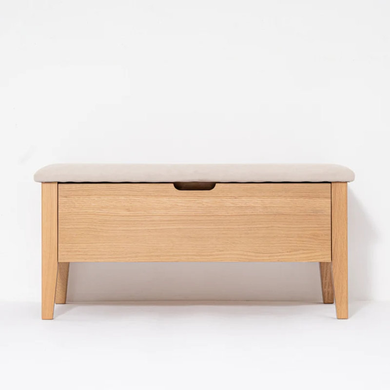 Banc Oslo en chêne blanc américain 35 po – Tissu Riely