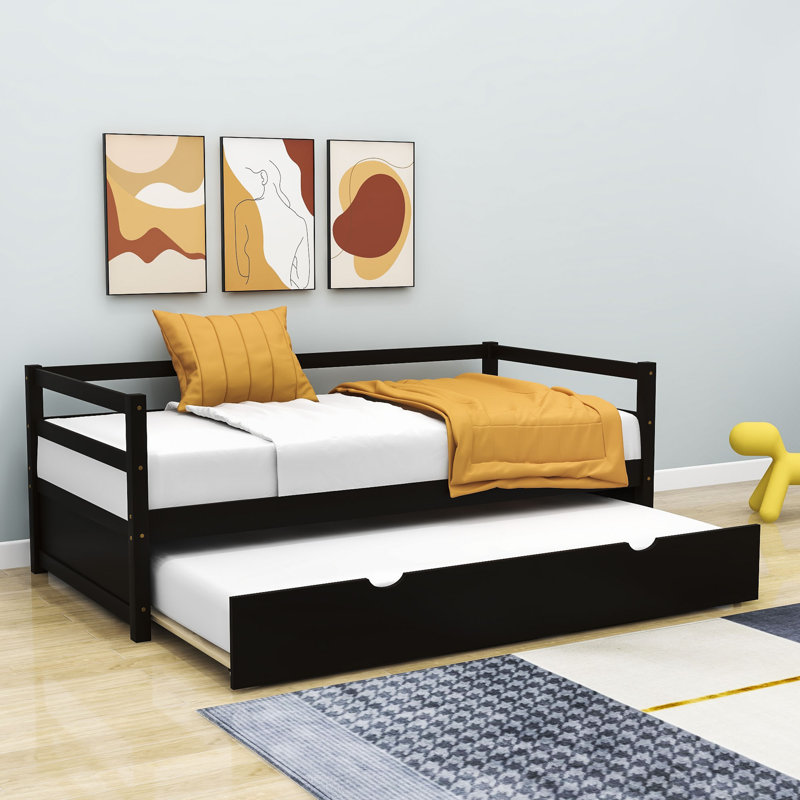 Masimba Twin Size Wooden Daybed with Trundle, Espresso