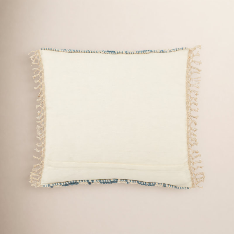 Oakleaf Chevron Polyester,Wool,Cotton Blend Throw Pillow, Blue/Cream, Pillow Cover Only - No Insert