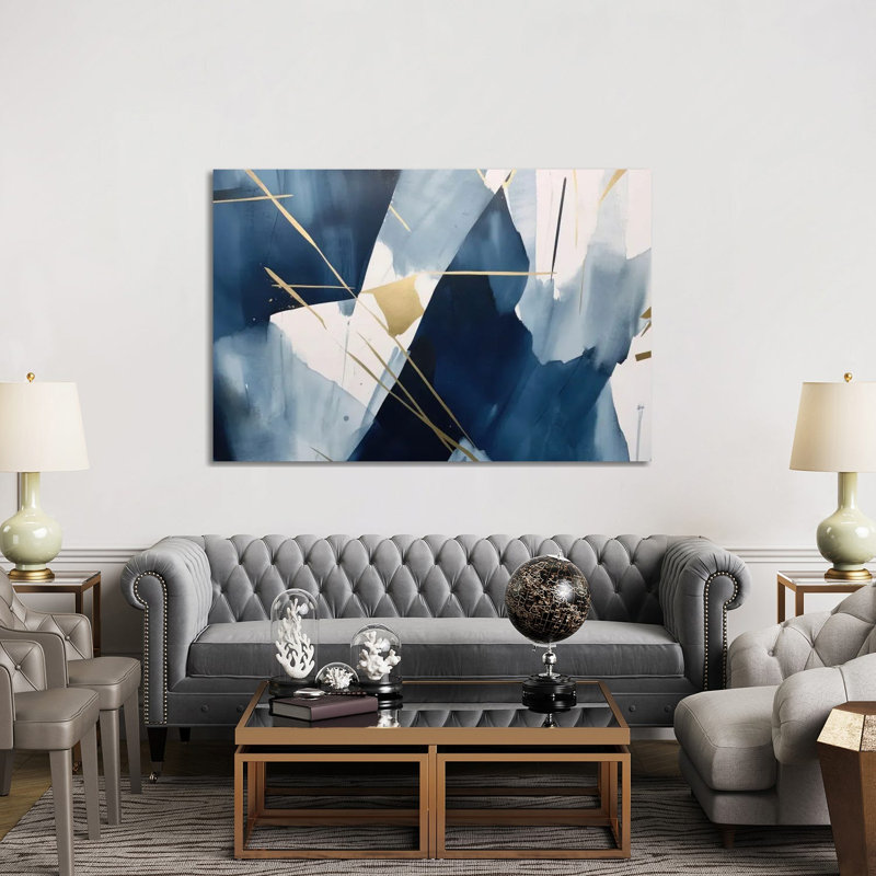 Dark Blue Abstraction III, 40" H x 60" W x 1.5" D, Wrapped Canvas, No Mat