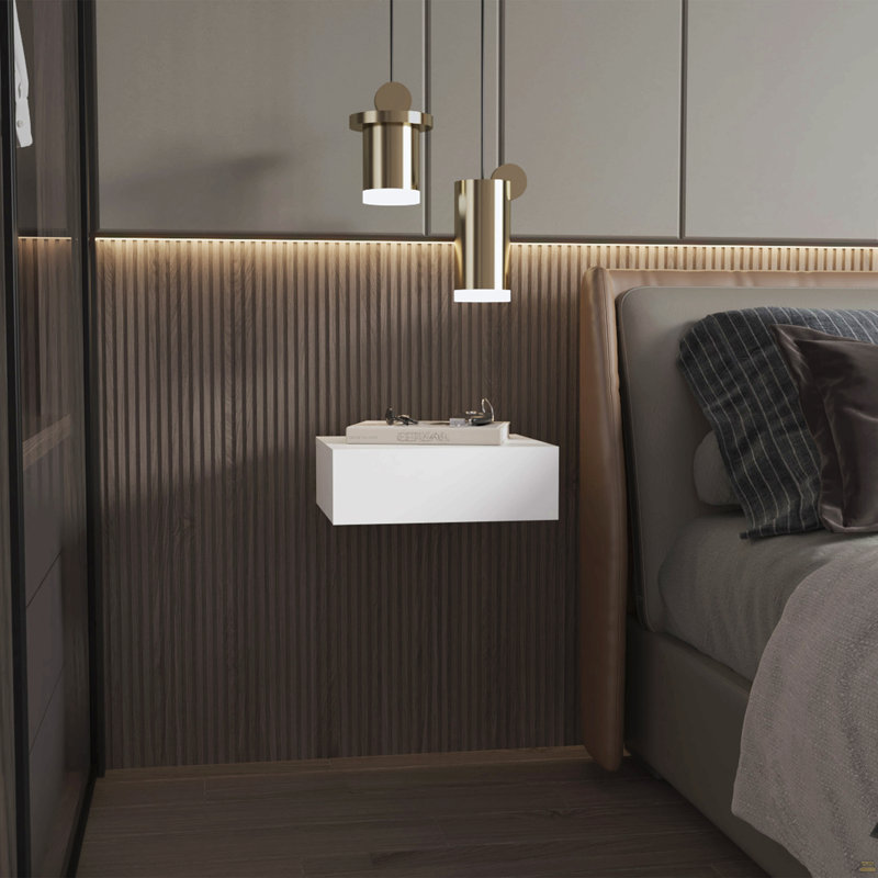 Table de chevet murale flottante, Blanc