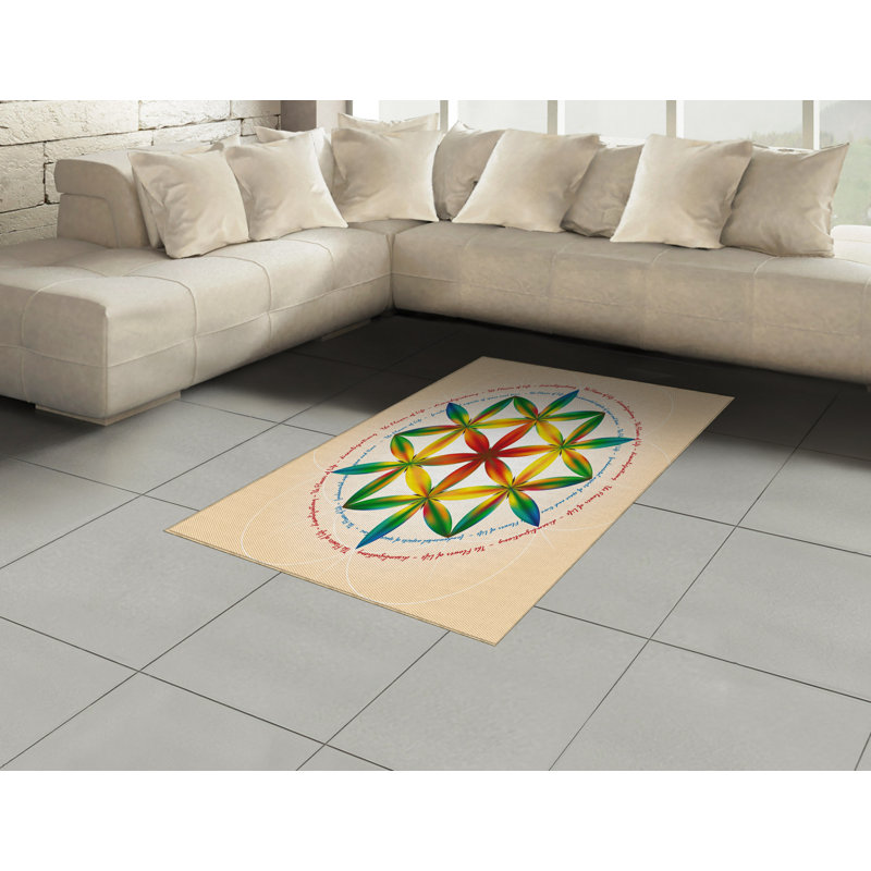 Ivory High Density Long Fiber Poly Threads Decorative Area Rug Carpet, Rectangle 4' x 5'8"