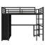 Structure de lit mezzanine avec garde-robe intégrée, lit mezzanine en métal avec bureau et tablettes de rangement-25290304-25290305