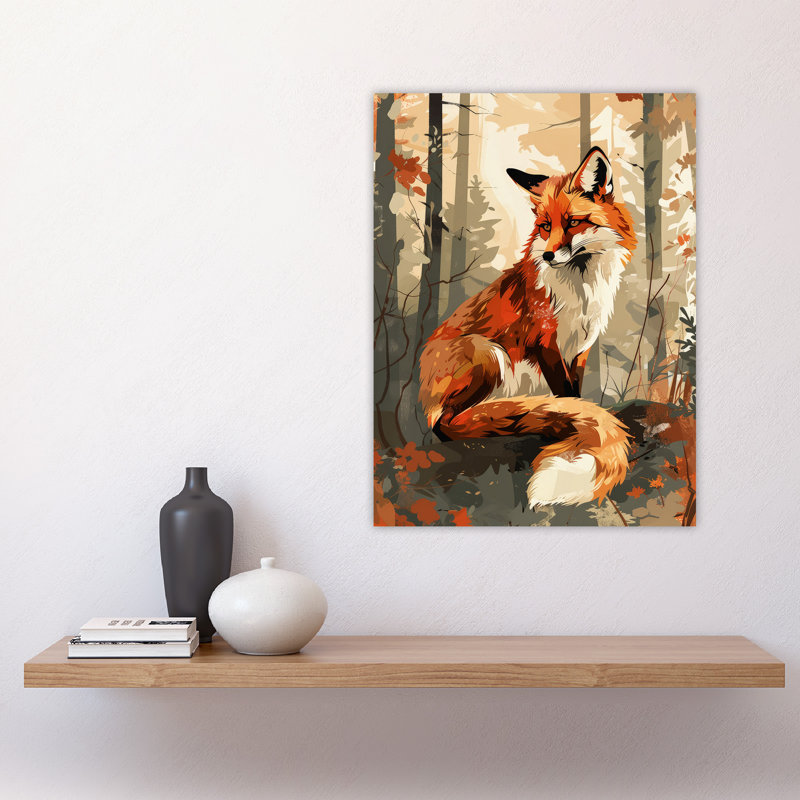 Wall Art Print Fox Autumn Forest Landscape Portrait Design Poster