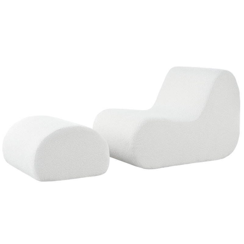 Élégante chaise d'appoint avec repose-pieds Mirod, Blanc