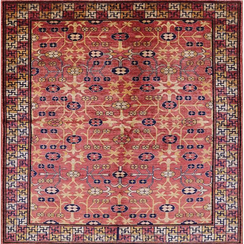 Tapis oriental rouge / beige, Carré 3 pi