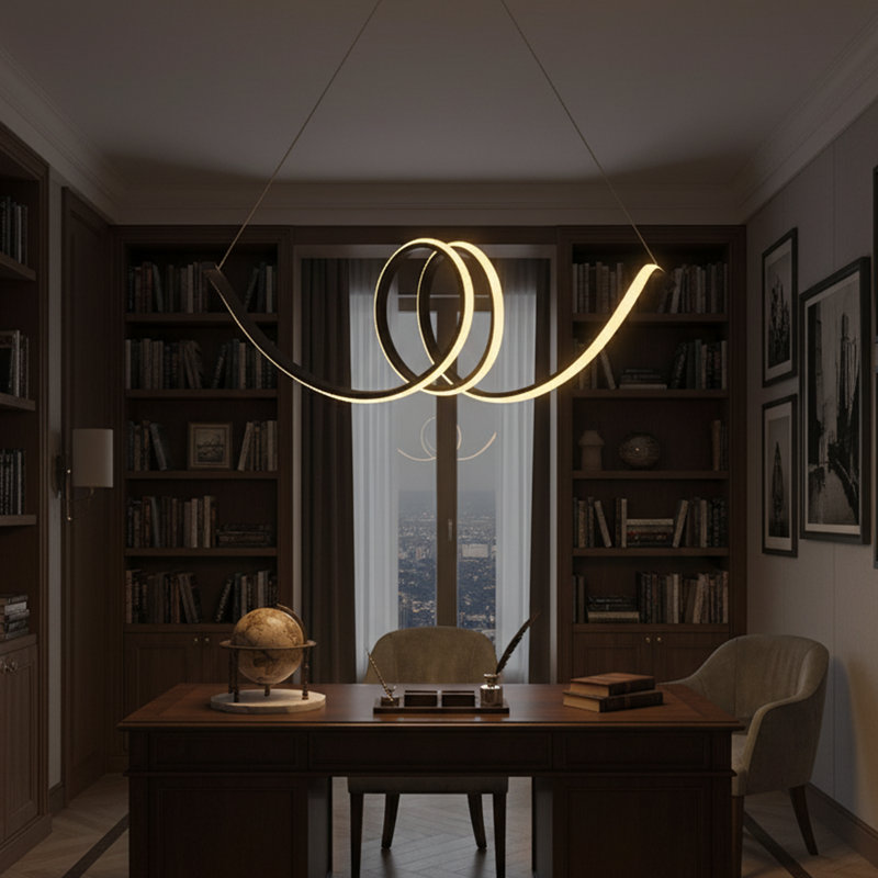 Adjustable Height Infinity Loop 4500/6500K LED Chandelier, Black